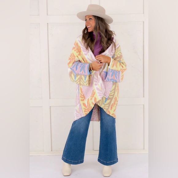 NEW FREE PEOPLE Mallorca Oversized Long Sleeve Cardigan Size Large - Picture 3 of 8